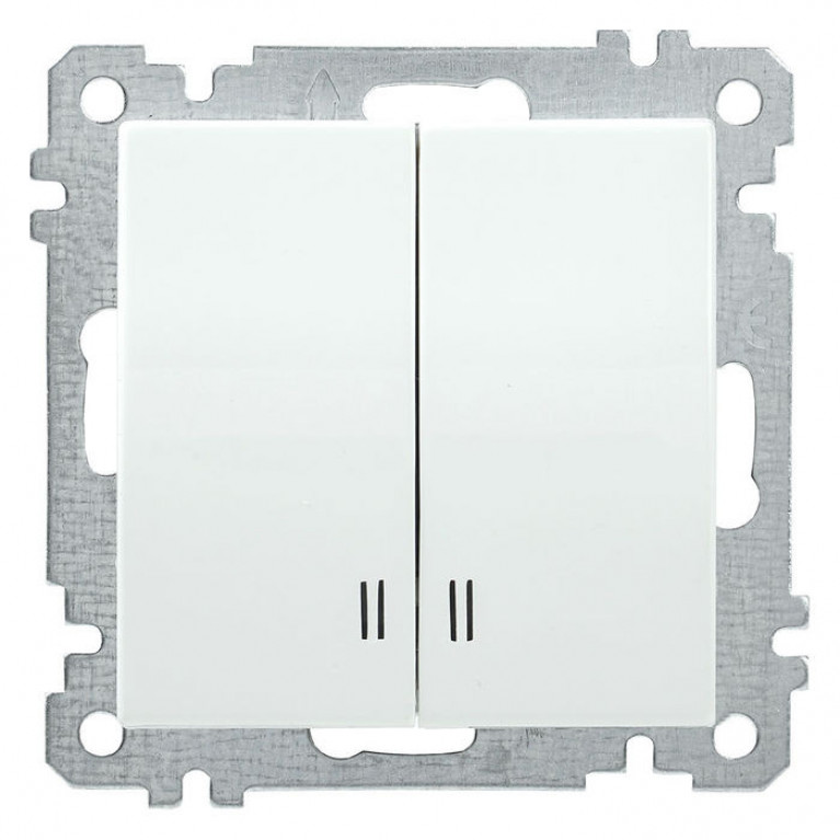Выключатель 2-клавишный IEK BOLERO с подсветкой, белый, EVB21-K01-10-1