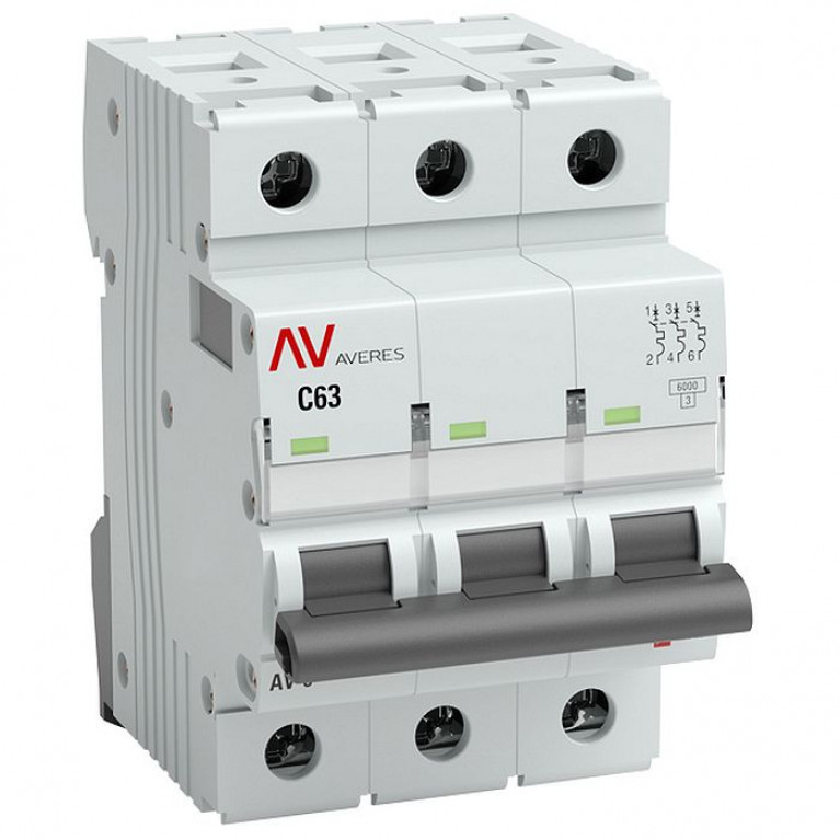 Автоматический выключатель EKF AVERES 3P 4А (D) 6кА, mcb6-3-04D-av