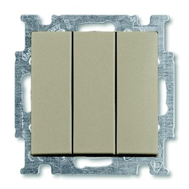 Выключатель 3-клавишный ABB BASIC55, скрытый монтаж, шампань, 2CKA001012A2163