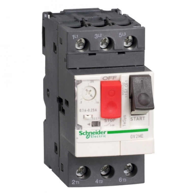 Силовой автомат для защиты двигателя Schneider Electric TeSys GV2 4А 3P, термомагнитный расцепитель, GV2ME08TQ