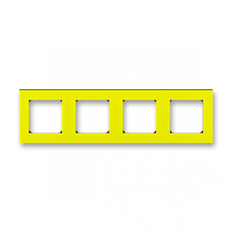 Рамка 4 поста ABB LEVIT, жёлтый // дымчатый чёрный, 2CHH015040A6064