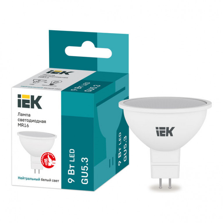 Лампа LED MR16 софит 9Вт 230В 4000К GU5.3 IEK