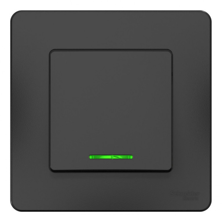 Переключатель 1-клавишный Schneider Electric BLANCA, с подсветкой, скрытый монтаж, антрацит, BLNVS010616