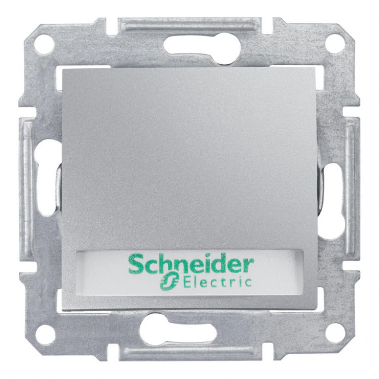 Выключатель 1-клавишный кнопочный Schneider Electric SEDNA, с подсветкой, скрытый монтаж, алюминий, SDN1600360