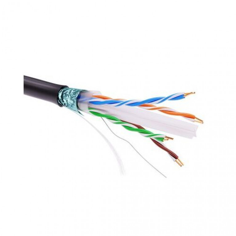 Информационный кабель экранированный F//UTP 4х2 CAT6, PE, чёрный (упак. 305пог. м)