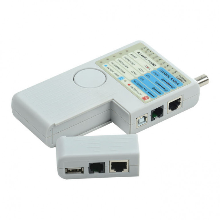 ITK Тестер для витой пары 4в1 RJ45//RJ11//BNC//USB с элем. пит.