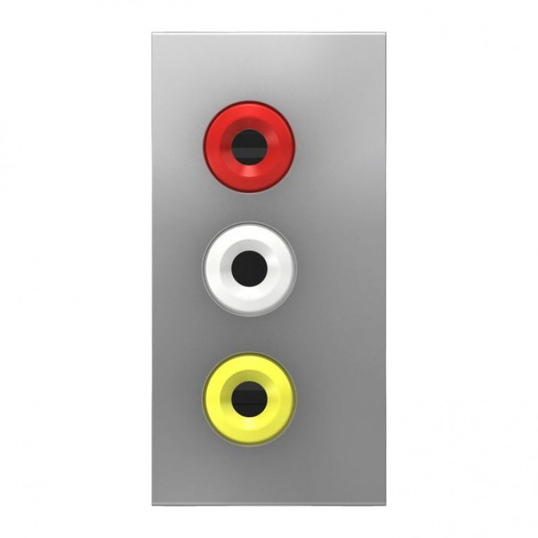 UNICA MODULAR РОЗЕТКА 3 RCA, 2 модуля, АЛЮМИНИЙ