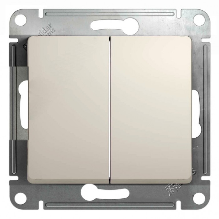 Выключатель 2-клавишный Schneider Electric GLOSSA, скрытый монтаж, молочный, GSL000951
