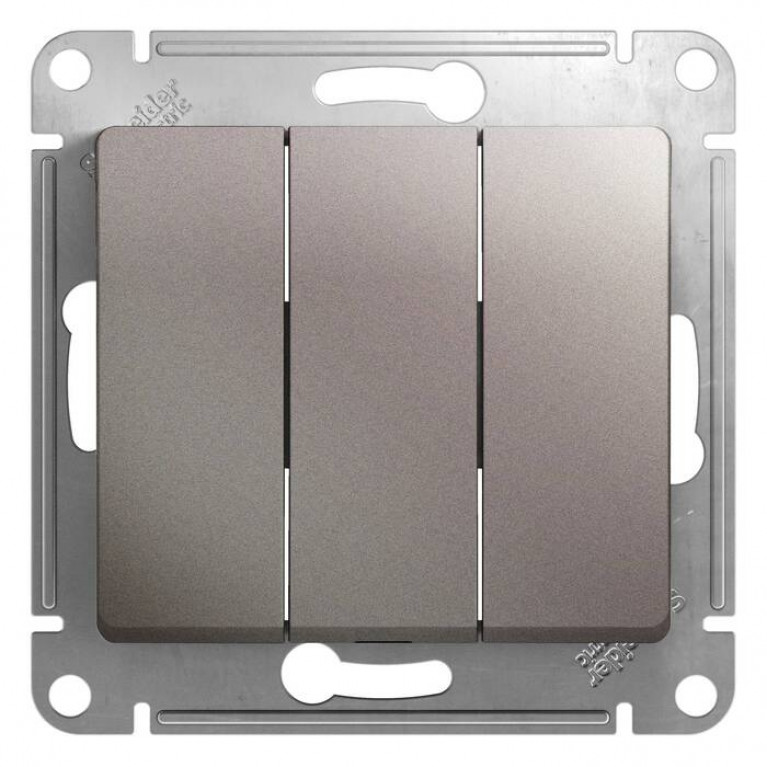 Выключатель 3-клавишный Schneider Electric GLOSSA, скрытый монтаж, платина, GSL001231