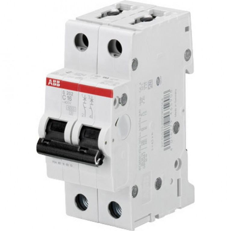 Автоматический выключатель ABB S200M 2P 16А (C) 10кА, 2CDS272001R0164