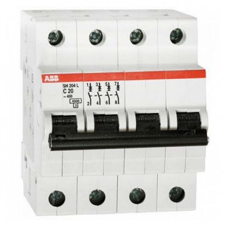 Автоматический выключатель ABB SH200L 4P 63А (C) 4.5кА, 2CDS244001R0634