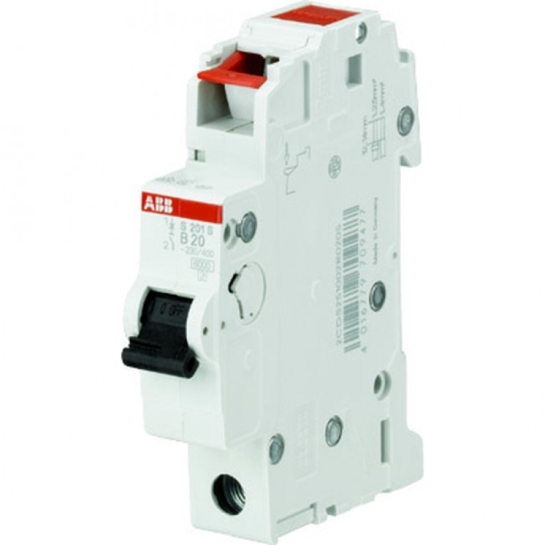 Автоматический выключатель ABB S200S 1P 20А (B) 6кА, 2CDS251002R0205