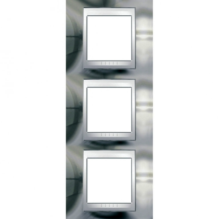 Рамка 3 поста Schneider Electric UNICA ХАМЕЛЕОН, вертикальная, серебристый, MGU66.006V.810