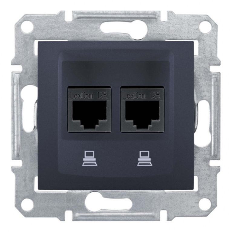 Розетка компьютерная RJ45 Cat.6 Schneider Electric SEDNA, графит, SDN4800170