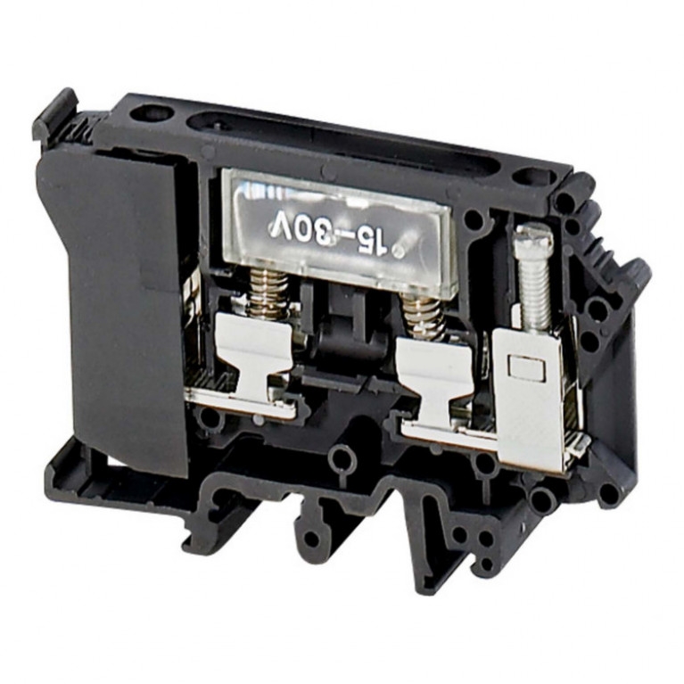 КЛЕММНИК ВИНТОВОЙ, С ПРЕДОХР, ДЛЯ 6.3x32ММ, С ИНДИКАТ 12-30V, 2ТЧК, 6ММ?