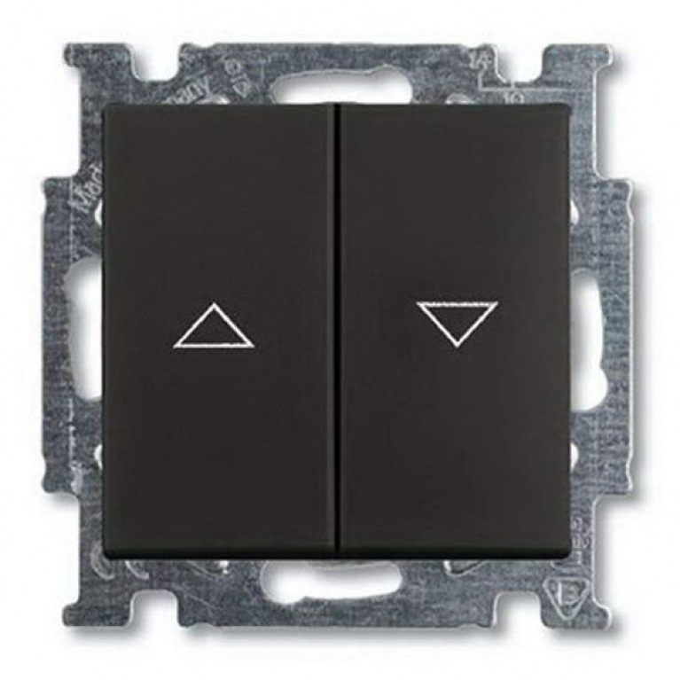 Выключатель для жалюзи 2-клавишный кнопочный ABB BASIC55, château-black, 2CKA001413A1098