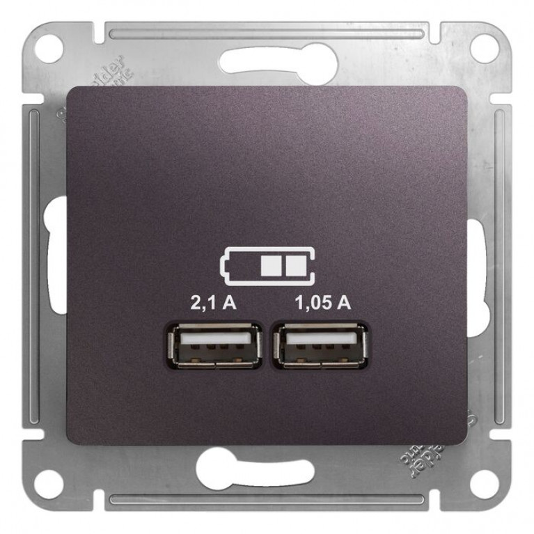 Glossa Розетка  USB, 5В//2100мА, 2х5В//1050мА, сиреневый туман