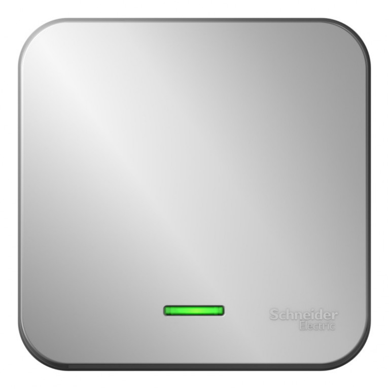 Переключатель 1-клавишный Schneider Electric BLANCA, с подсветкой, открытый монтаж, алюминий, BLNVA106113