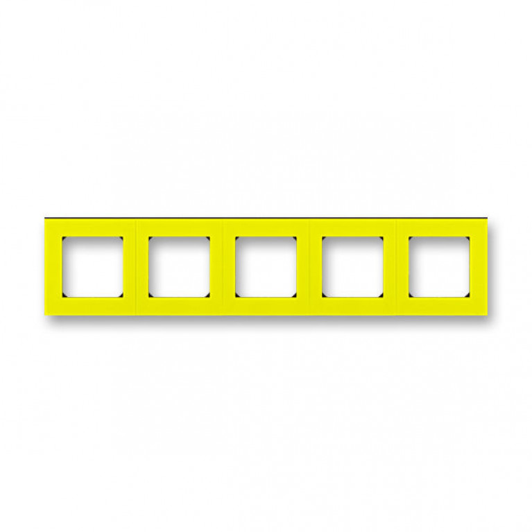 Рамка 5 постов ABB LEVIT, жёлтый // дымчатый чёрный, 2CHH015050A6064
