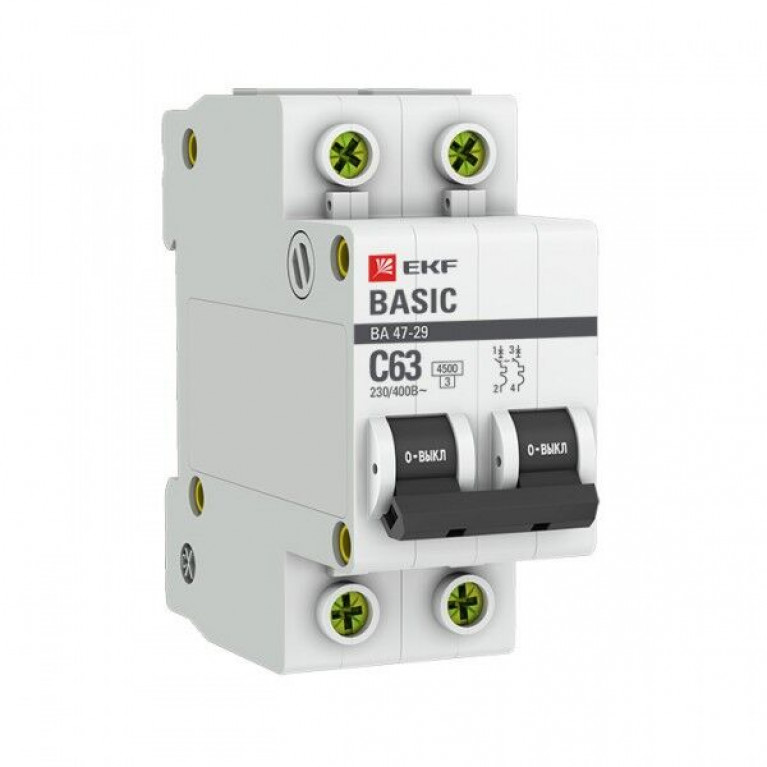 Автоматический выключатель EKF Basic 2P 6А (B) 5кА, mcb4729-2-06-B