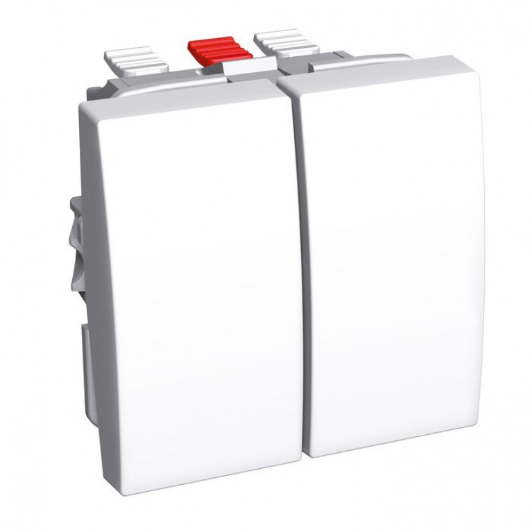 Переключатель 2-клавишный Schneider Electric ALTIRA, в кабель-канал монтаж, белый, ALB44056