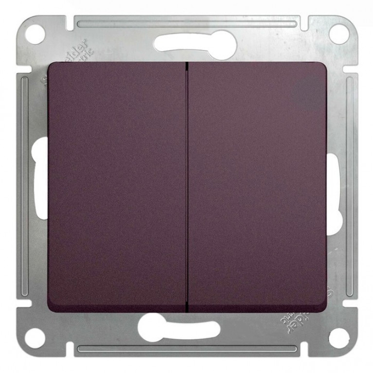 Переключатель 2-клавишный Schneider Electric GLOSSA, скрытый монтаж, сиреневый туман, GSL001465