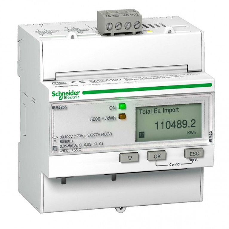 Счетчик электроэнергии однотарифный Schneider Electric Acti9 трехфазный 63(63)А, ЖКИ, кл.т. 1, A9MEM3100R