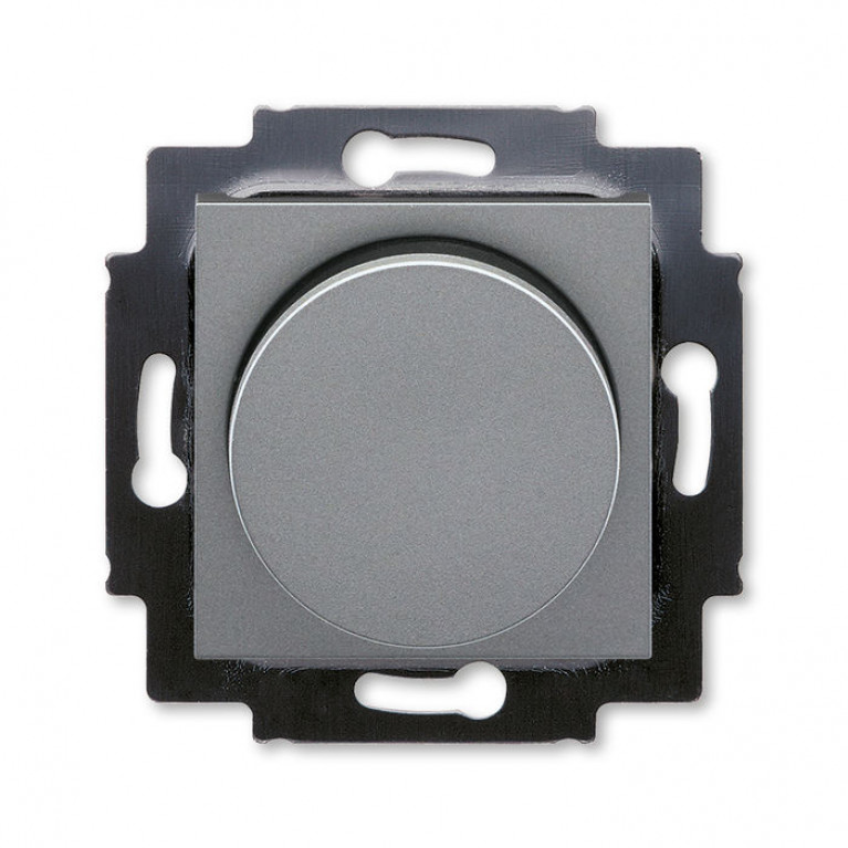 Светорегулятор поворотно-нажимной ABB LEVIT, 600 Вт, сталь // дымчатый чёрный, 2CHH942247A6069
