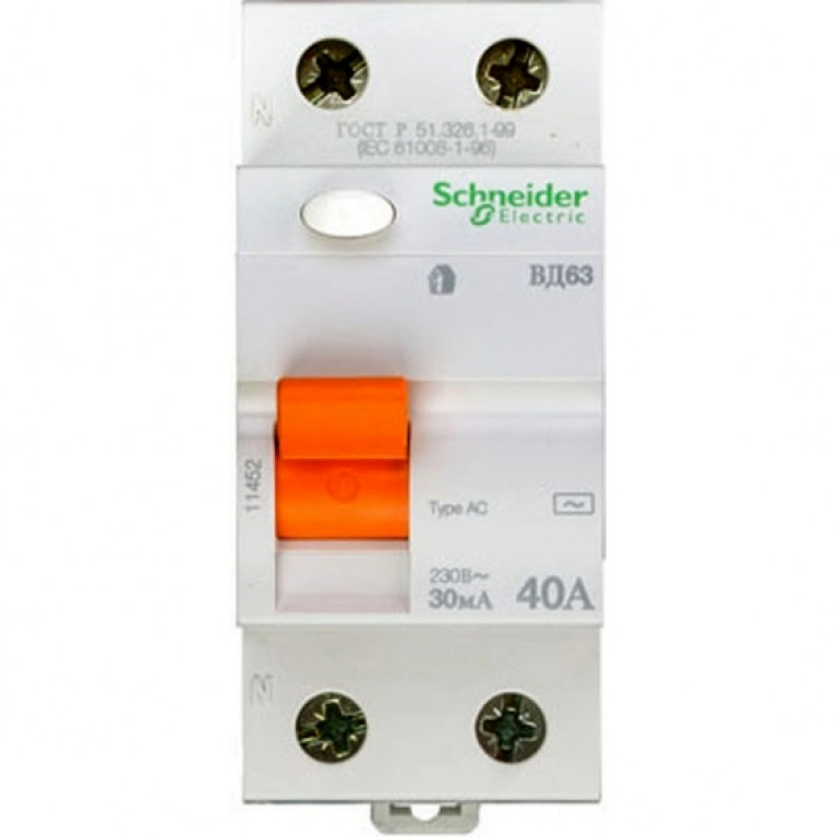 УЗО Schneider Electric Домовой 2P 40А 30мА (AC), 11452