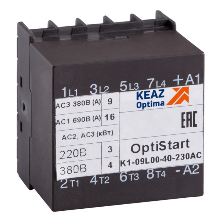 Мини-контактор КЭАЗ OptiStart 4P 9А //24В AC, 117115