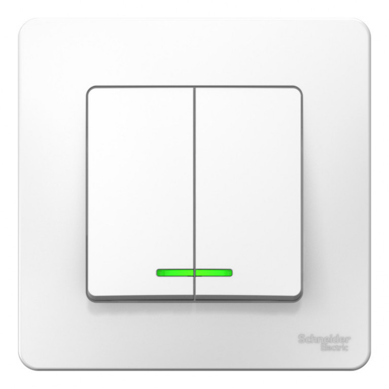 Выключатель 2-клавишный Schneider Electric BLANCA, с подсветкой, скрытый монтаж, белый, BLNVS006511