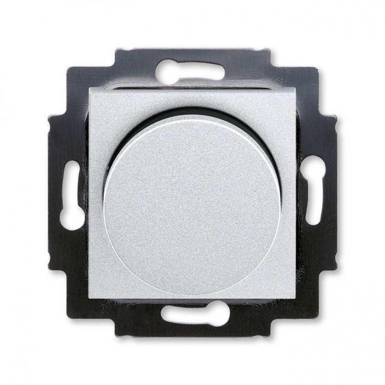 Светорегулятор поворотно-нажимной ABB LEVIT, 600 Вт, серебро // дымчатый чёрный, 2CHH942247A6070
