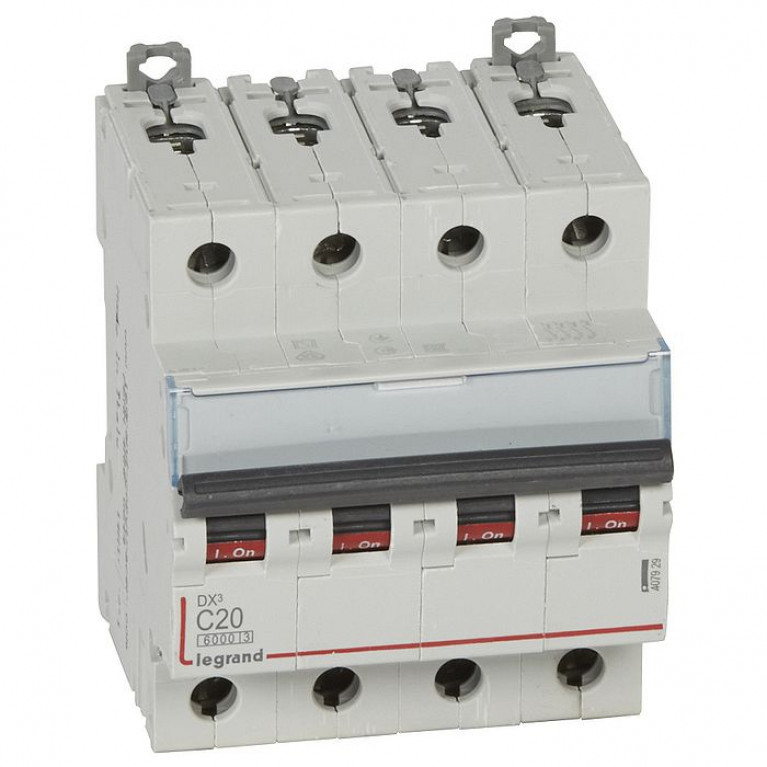 Автоматический выключатель Legrand DX³ 4P 20А (C) 10кА, 407929
