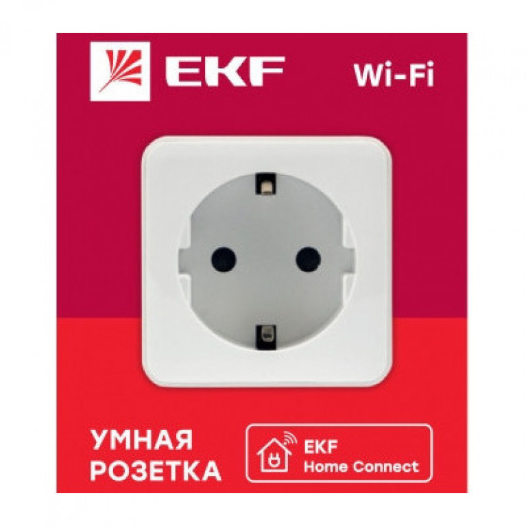 Умная розетка EKF HomeСonnect -местный, с заземлением, белый, RCS-1-WF