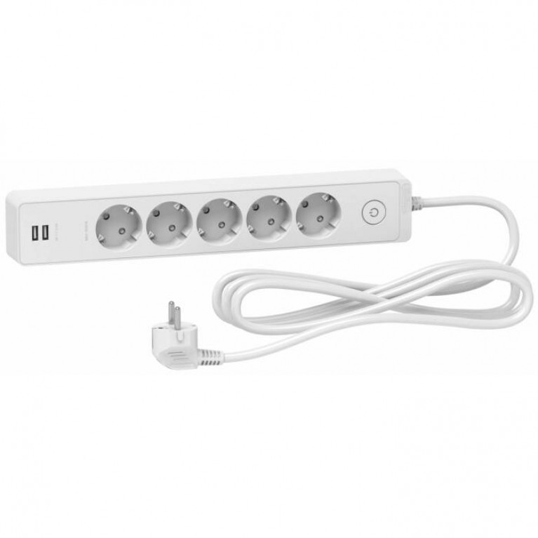 Удлинитель Schneider Electric UNICA EXTEND 5-местный, с выключателем, 3м, с заземлением, ST945U3W