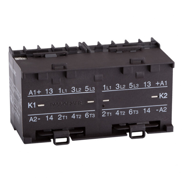 Мини-контактор реверсивный КЭАЗ OptiStart 6P 9А //24В AC//DC, 117596