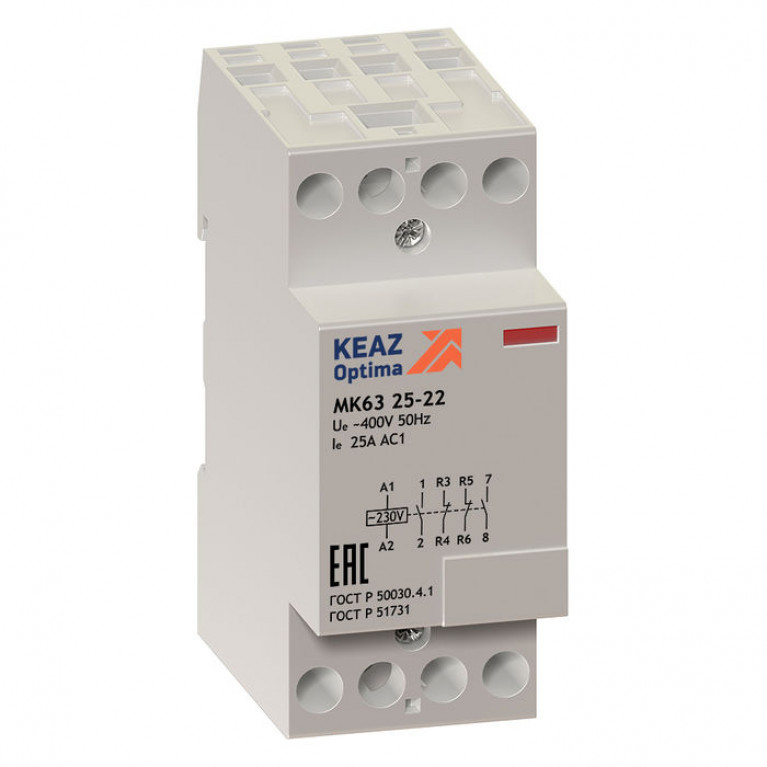 Модульный контактор КЭАЗ OptiDin МК63 4P 25А 400//24В AC//DC, 236871