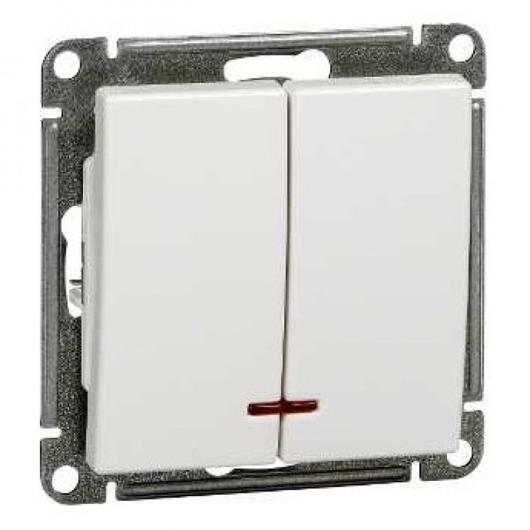 Выключатель 2-клавишный Schneider Electric W59, с подсветкой, скрытый монтаж, белый, VS510-251-1-86