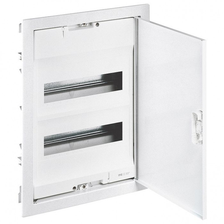 Щит встраиваемый Nedbox - с плоской металлической дверью цвет RAL 9010 - 2 рейки - 24+4 модулей