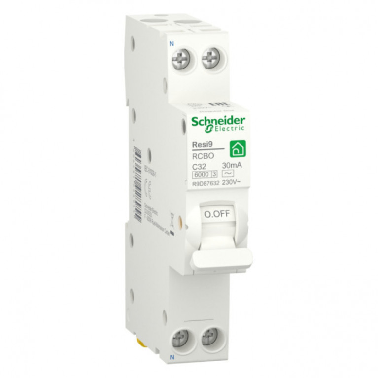 Дифавтомат Schneider Electric Resi9 1P+N 32А (C) 6 кА, 10 мА ( A ), R9D87632