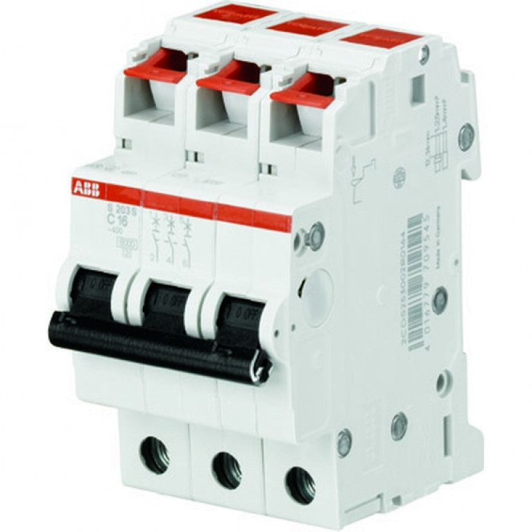 Автоматический выключатель ABB S200S 3P 6А (C) 6кА, 2CDS253002R0064