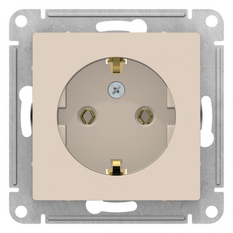 Розетка Schneider Electric ATLASDESIGN, скрытый монтаж, с заземлением, бежевый, ATN000243