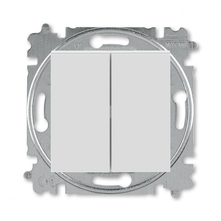 Переключатель 2-клавишный ABB LEVIT, скрытый монтаж, серый // белый, 2CHH595345A6016