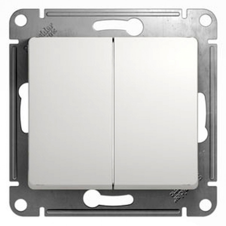 Выключатель 2-клавишный Schneider Electric GLOSSA, скрытый монтаж, белый, GSL000151