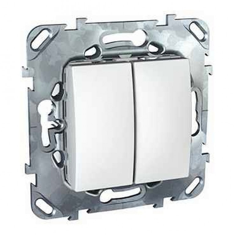 Переключатель 2-клавишный Schneider Electric UNICA, скрытый монтаж, белый, MGU5.213.18ZD