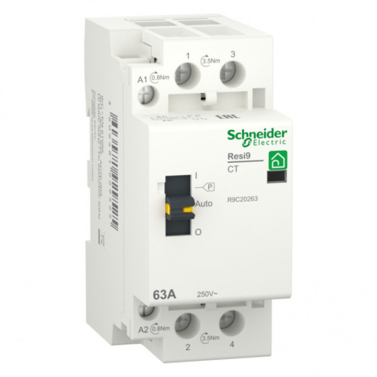 Модульный контактор Schneider Electric Resi9 2НО 63А 230В AC, R9C20263