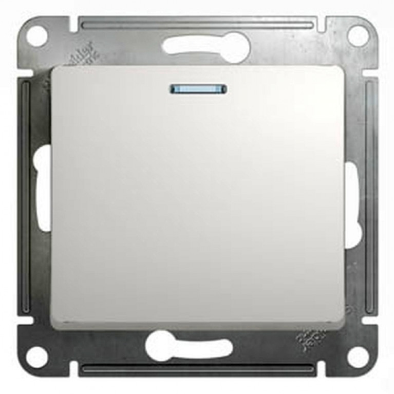 Переключатель 1-клавишный Schneider Electric GLOSSA, с подсветкой, скрытый монтаж, белый, GSL000163