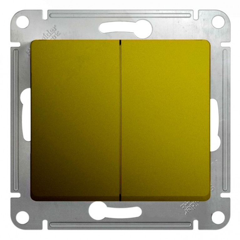 Выключатель 2-клавишный Schneider Electric GLOSSA, скрытый монтаж, фисташковый, GSL001051