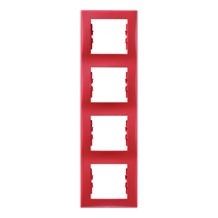 Рамка 4 поста Schneider Electric SEDNA, вертикальная, красный, SDN5802041