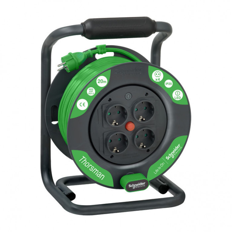 Силовой удлинитель на катушке Schneider Electric Thorsman 4-местный, 20м, IMT33140